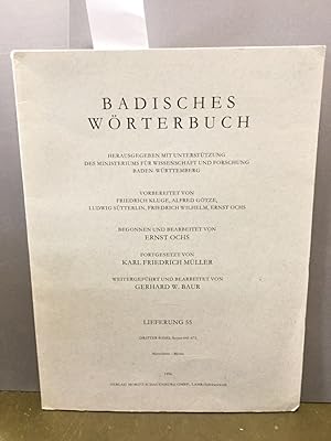 Bild des Verkufers fr Badisches Wrterbuch. Hrsg. mit Untersttzung des Ministeriums fr Wissenschaft und Forschung Baden-Wrttemberg. 3. Band, Lieferung 55. Mistschere - Moste. Vorbereitet von Friedrich Kluge, Alfred Gtze, Ludwig Stterlin, Friedrich Wilhelm, ERnst Ochs u.a. zum Verkauf von Kepler-Buchversand Huong Bach