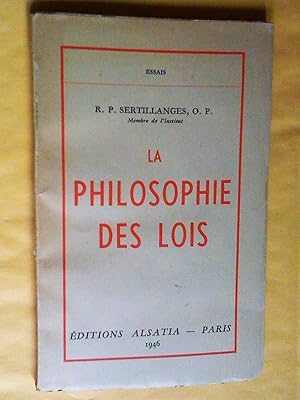 Bild des Verkufers fr La Philosophie des lois zum Verkauf von Claudine Bouvier