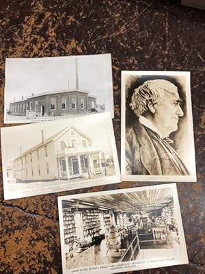 Group of four real photo postcards of Thomas Edison and his recreated Menlo Park buildings at Gre...