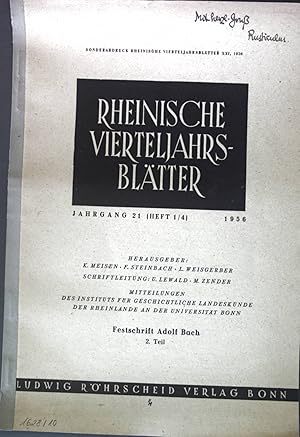 Imagen del vendedor de Zum Kleinreich Sigiberts III. und zur Datierung der Lex Ribvaria; Sonderabdruck aus: Rheinsiche Vierteljahrsbltter; Festschrift Adolf Bach; a la venta por books4less (Versandantiquariat Petra Gros GmbH & Co. KG)