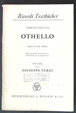 Bild des Verkufers fr Othello: Oper in vier Akten; Ricordi Textbcher; zum Verkauf von books4less (Versandantiquariat Petra Gros GmbH & Co. KG)