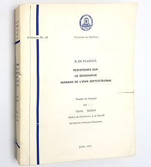 Image du vendeur pour Recherches sur la geographie humaine de l'Iran septentrional / Mutala ati dar barah-i jughrafiya-yi insani-i shamal-i Iran mis en vente par Boyd Used & Rare Books