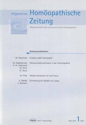 Bild des Verkufers fr Band 246. Nr. 1 / 2000. AHZ. Allgemeine Homopathische Zeitung. zum Verkauf von Fundus-Online GbR Borkert Schwarz Zerfa