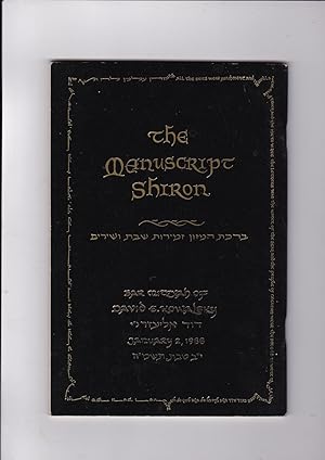 Seller image for The Manuscript Shiron Birkhat hamazon, zemirot Shabbat veshirim (Grace After Meals, Zemiros and Traditional Songs for sale by Meir Turner