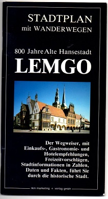 Stadtplan mit Wanderwegen: 800 Jahre Alte Hansestadt LEMGO.