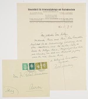 Bild des Verkufers fr ALS - Eigenhndiger Brief mit Unterschrift. zum Verkauf von Antiq. F.-D. Shn - Medicusbooks.Com