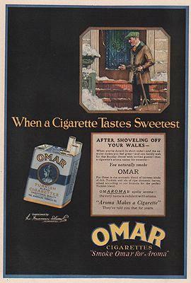 ORIG VINTAGE MAGAZINE AD/ 1919 OMAR CIGARETTES AD