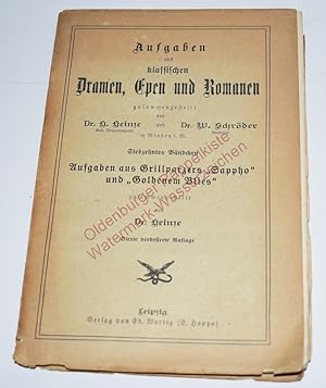 Seller image for Aufgaben aus klassischen Dramen, Epen und Romanen Siebzehntes Bndchen Aufgaben aus Grillparzers "Sappho" und "Goldenem Flies" zusammengestellt von Dr. Heinze for sale by Oldenburger Rappelkiste