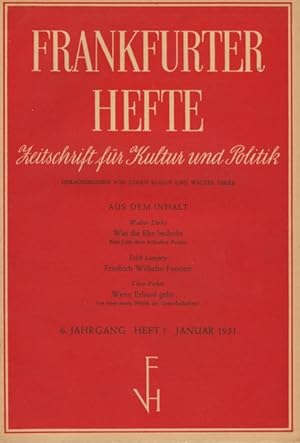 Frankfurter Hefte, 6. Jahrgang, Hefte 1,2,4,12. Zeitschrift für Kultur und Politik.