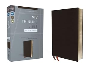 Image du vendeur pour NIV, Thinline Bible, Large Print, Bonded Leather, Black, Red Letter Edition (Leather / Fine Binding) mis en vente par BargainBookStores