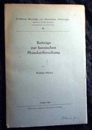 Bild des Verk�ufers f�r Beitr�ge zur hessischen Mundartforschung. Giessener Beitr�ge zur deutschen Philologie ; 87. zum Verkauf von Roland Antiquariat UG haftungsbeschr�nkt