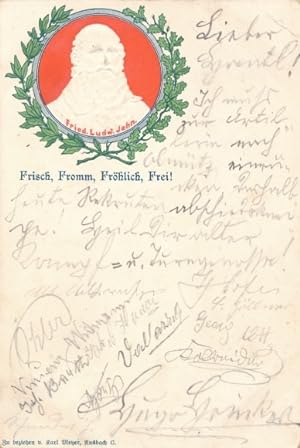 Präge Ansichtskarte / Postkarte Turnvater Friedrich Ludwig Jahn, Eichenlaub, Lorbeerkranz