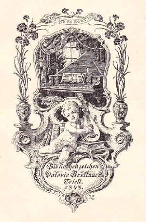 Immagine del venditore per (Exlibris) Bibliothekszeichen der Galerie Brettauer, Triest. Klische�druck in schwarz von Wilhelm Behrens. venduto da Antiquariat Heinz Tessin
