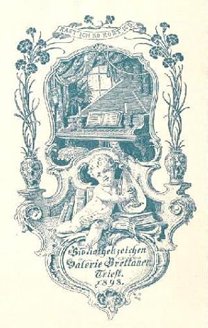 Immagine del venditore per (Exlibris) Bibliothekszeichen der Galerie Brettauer, Triest. Klische�druck in blau von Wilhelm Behrens. venduto da Antiquariat Heinz Tessin