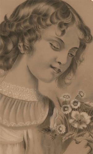 Marie Garnier (b.1870)- French School Graphite Drawing, Self Portrait as a Child