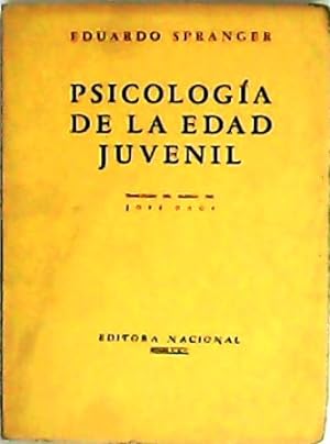 Seller image for Psicologa de la edad juvenil. Traduccin del alemn por Jos Gaos. for sale by Librera y Editorial Renacimiento, S.A.