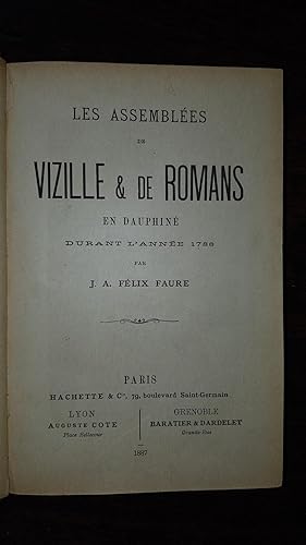 Seller image for Les Assembles de Vizille et de Romans en Dauphin durant l'anne 1788 for sale by AHA BOOKS