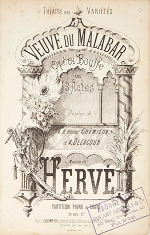 Imagen del vendedor de Veuve du Malabar Opra-Bouffe en 3 Actes Paroles de M. M. Hecter Crmieux et A. Delacour . Thtre des Varits . Partition Piano & Chant Pr. net: 12 f. [Piano-vocal score] a la venta por J & J LUBRANO MUSIC ANTIQUARIANS LLC