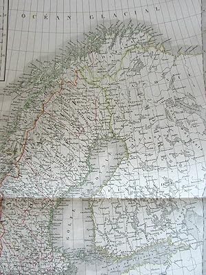 Scandinavia Iceland Norway Sweden scarce c.1830 Lapie large old map