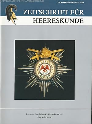 Bild des Verkufers fr Zeitschrift fr Heereskunde. Nr. 434, Oktober/Dezember 2009 zum Verkauf von Antiquariat-Plate