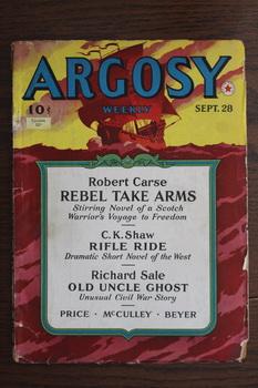 Image du vendeur pour ARGOSY (Pulp Magazine). September 28 1940; -- Volume 302 #3 Rebel Take Arms by Robert Carse; mis en vente par Comic World