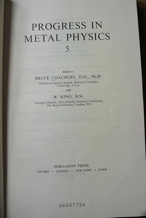 Image du vendeur pour Progress in Metal Physics, Vol. 5. mis en vente par Antiquariat Bookfarm