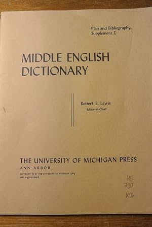 Middle English Dictionary. Plan and Bibliography, Supplement I.