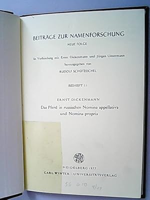 Seller image for Das Pferd in russischen Nomina appellativa und Nomina propria. (= Beitrge zur Namenforschung, NF Beiheft 11) for sale by Antiquariat Bookfarm