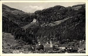 Bild des Verkufers fr Ansichtskarte / Postkarte Anger Steiermark, Blick auf den Ort, Berge, Wald, Kirche, Ruine zum Verkauf von akpool GmbH