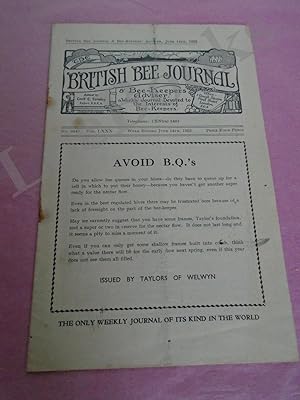 The British Bee Journal & Bee-keepers Adviser. No. 3649. Vol. LXXX, Week Ending June 14th, 1952