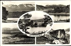 Seller image for Ansichtskarte / Postkarte Aviemore Schottland, Loch Morlich, Cairngorms, Loch Pityoulish, Rothiemurchus, Shelter Stone for sale by akpool GmbH