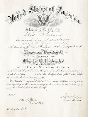 Theodore Roosevelt Inaugural Procession Appointment.