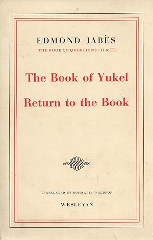Seller image for The Book of Questions 2 and 3; The Book of Yukel; Return to the Book for sale by Sutton Books