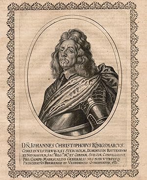 Seller image for DN. Iohannes Christopherus Knigsmarcus Comes in Westerwijck. . Portrt im Zierrahmen. for sale by Antiquariat Martin Barbian & Grund GbR