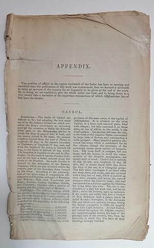 Seller image for Appendix: Caubul & Affghanistan 1842 ex The New Universal Gazetteer and Geographical Dictionary for sale by Maynard & Bradley