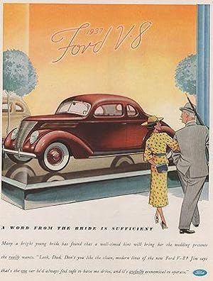 ORIG VINTAGE MAGAZINE AD/ 1937 FORD V-8 CAR AD