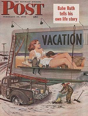 ORIG VINTAGE MAGAZINE COVER/ SATURDAY EVENING POST - FEBRUARY 14 1948