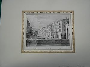 Bild des Verkufers fr Thtre et rue de la Corraterie  Genve. Originallithographie um 1830. zum Verkauf von Galerie  Antiquariat Schlegl