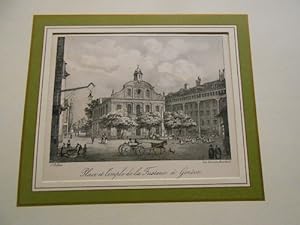 Bild des Verkufers fr Place et Temple de la Fusterie  Genve. Schweiz Genf. Originallithographie um 1830. zum Verkauf von Galerie  Antiquariat Schlegl