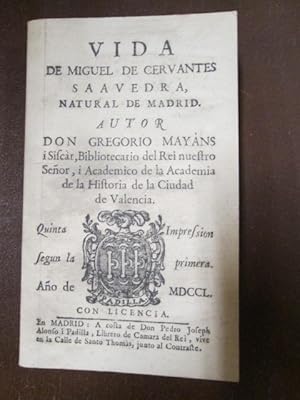 Imagen del vendedor de VIDA DE MIGUEL DE CERVANTES a la venta por LIBRERIA AZACAN