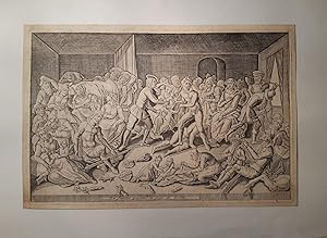 [Antique print, engraving, Leiden] La famine pendant le siege de Leide (1574), published ca. 1612...