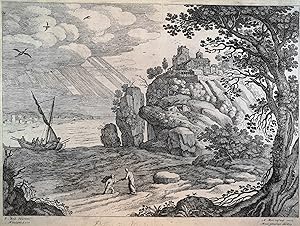 Petrus im Meere. Aus der Folge : Italienische Landschaften mit biblischen Darstellungen. Radierun...