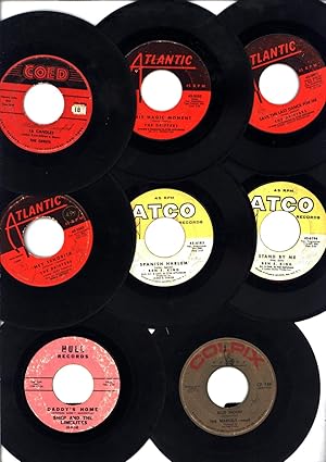 Immagine del venditore per Eight classic 45 rpm records from the Golden Age of the early '60s including 'Daddy's Home' and 'Save The Last Dance for Me' (45 RPM VINYL ROCK 'N ROLL 'SINGLES' FOR LESS THAN $2 APIECE!) venduto da Cat's Curiosities