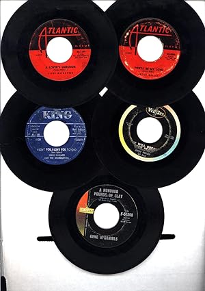 Bild des Verkufers fr THE PIONEER VOCALISTS OF ROCK 'N ROLL, PART ONE -- Five classic 45 rpm records from the Golden Age of Rock (45 RPM VINYL ROCK 'N ROLL 'SINGLES') zum Verkauf von Cat's Curiosities