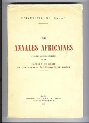 Annales Africaines 1959 (Université de Dakar faculté de droit et des sciences économiques)