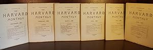 Six issues of "The Harvard Monthly" literary journal, including December 1887, February-June 1888