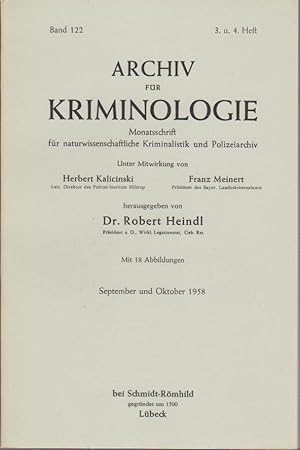 Seller image for Archiv fr Kriminologie Band 122 (6 Hefte in 3 Bnden) Monatsschrift fr naturwissenschaftliche Kriminalistik und Polizeiarchiv for sale by Bcher bei den 7 Bergen