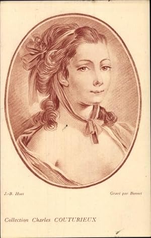 Künstler Ansichtskarte / Postkarte Huet, J. B., Collection Charles Couturieux, Portrait einer Frau