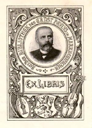 Bild des Verkufers fr Exlibris fr Ernst Paulus, Markneukirchen. Klischeedruck von Clemens Kissel, Mainz. zum Verkauf von Antiquariat Heinz Tessin