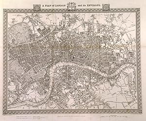 'A PLAN OF LONDON AND ITS ENVIRONS'. Plan of London with Arms of Westminster, London and Southwar...